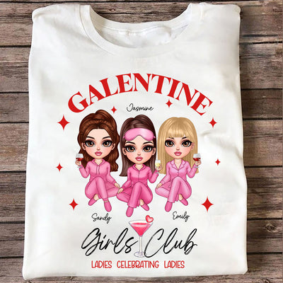 Galentine Girls Club Pajamas Girls Personalized Shirt,  Shirt, Social Club, Besties Gift