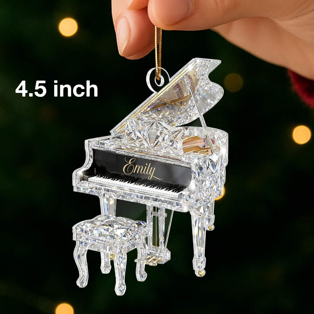 Piano Music Crystal Effect - Personalized Acrylic Ornament - Unique Christmas Gift For Pianist