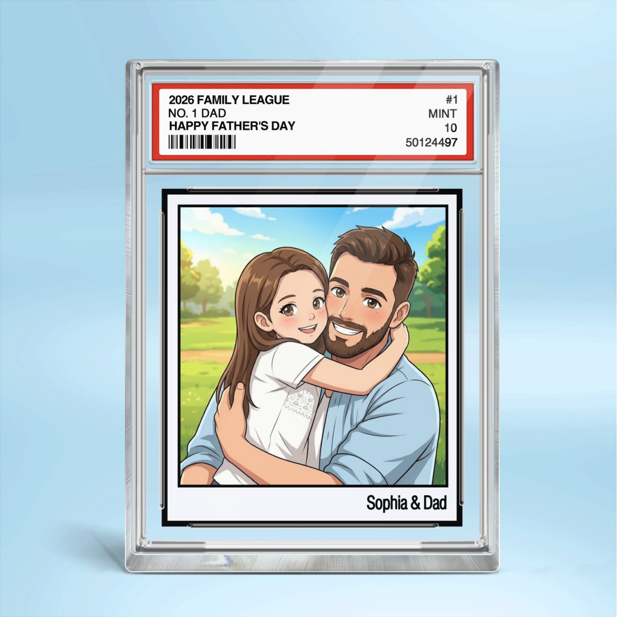 Vintage No. 1 Dad Trading Card Trading Card Cartoon Style - Personalized Acrylic Block Plaque - Father's Day Gift For Dad, Husband
