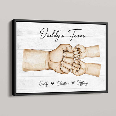 Daddy's Team Fist Bump Personalized Poster, Father's Day Gift For Dad, Grandpa, Husband