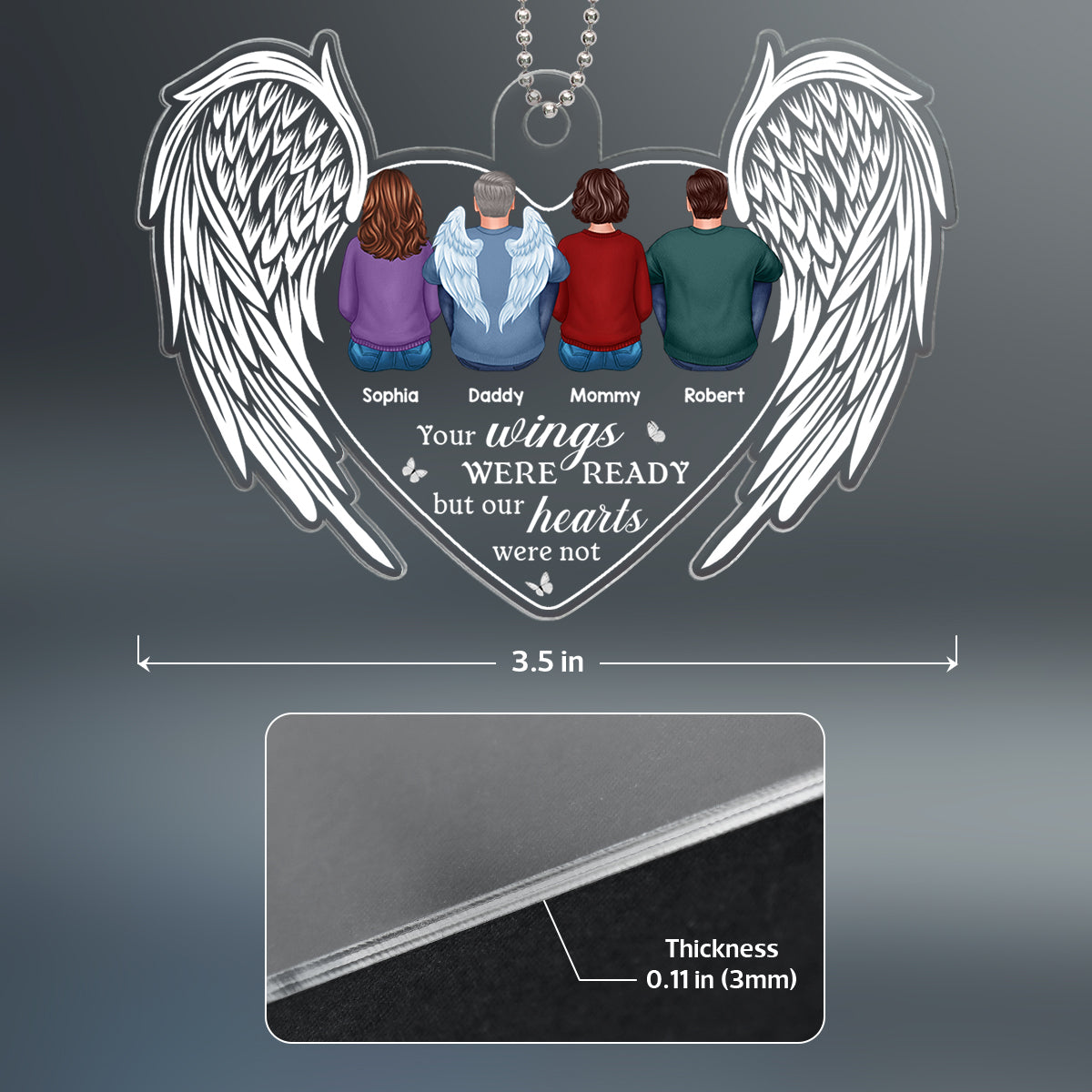 Wings Heart Family Sitting Memorial Remembrance Gifts Personalized Acrylic Ornament