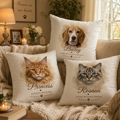 Custom Watercolor Pet Memorial - Personalized Pillow - Memorial Gift, Gift For Pet Lovers