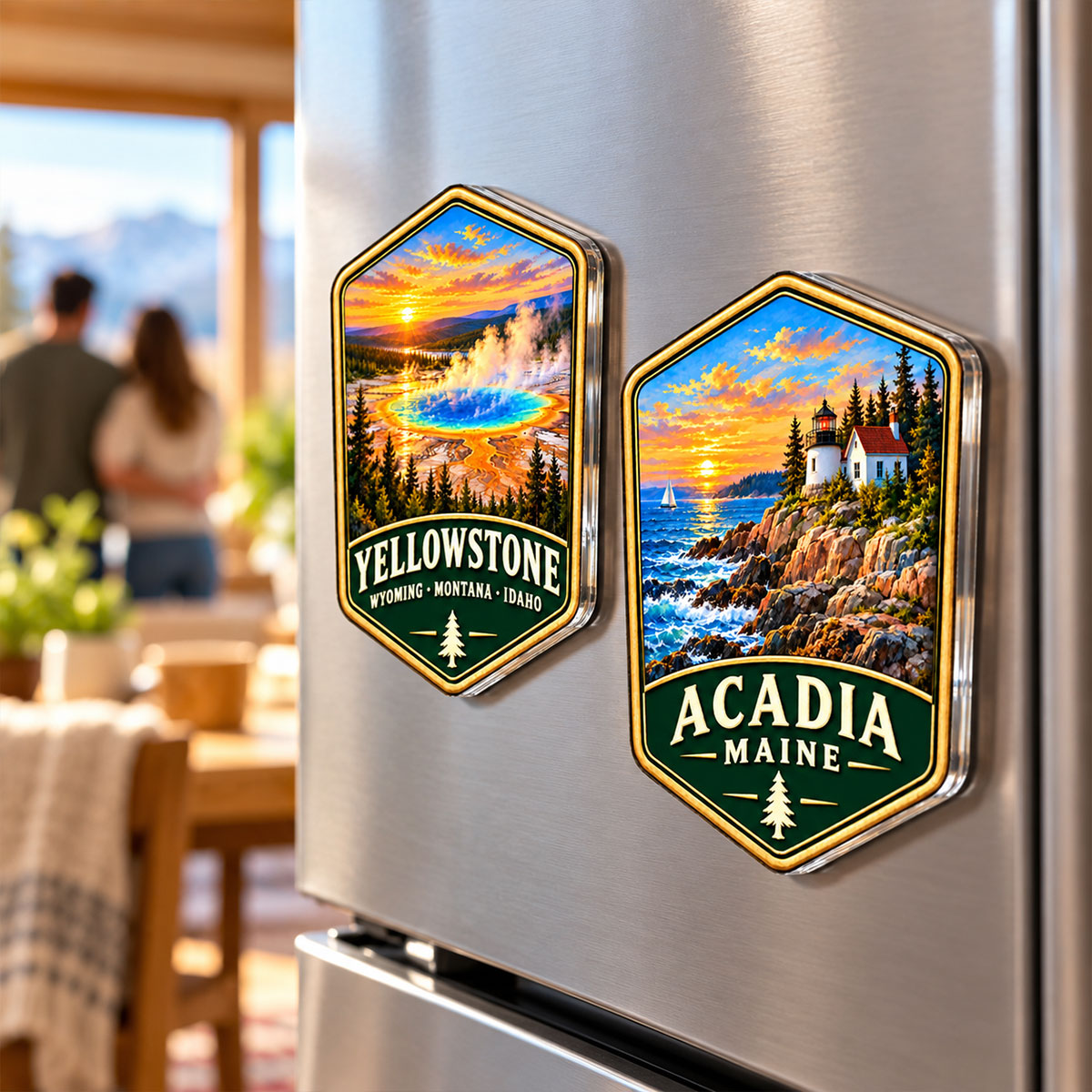 Custom National Parks - Personalized Acrylic Fridge Magnet - National Parks Adventure Lovers, National Park Trip Keepsake, Couple Traveling Christmas Gift