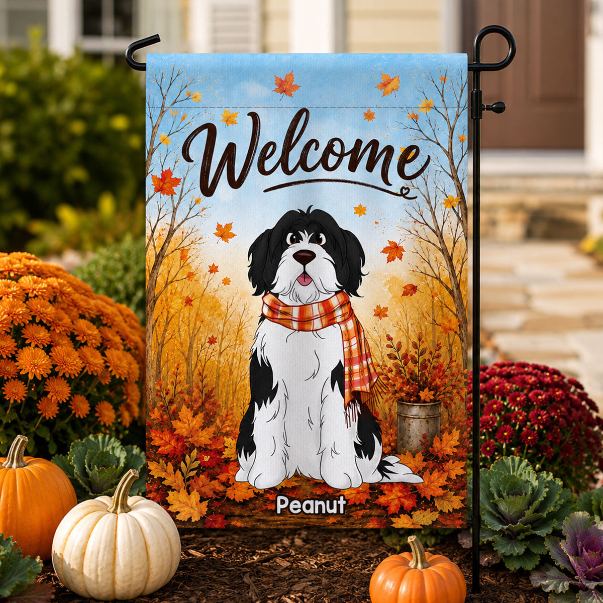Trending Cute Sitting Dog - Personalized Garden Flag - Fall Season Decoration For Dog Mom, Dog Dad