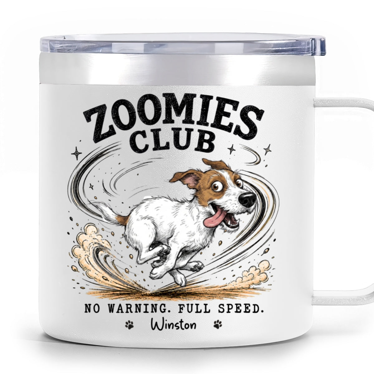 Zoomies Club Official Member Quirky Dog Portrait From Your Custom Pet Photo - Personalized Stainless Steel Tumbler With Handle - Funny Gift For Dog Cat Lover