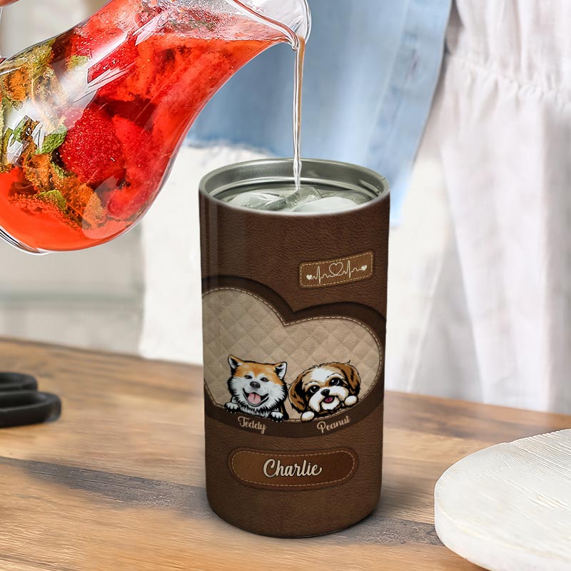 Peeking Dog Tumbler Personalized 4 In 1 Can Cooler - Fits Most 12oz Cans - Christmas Gift For Dog Mom Dog Dad