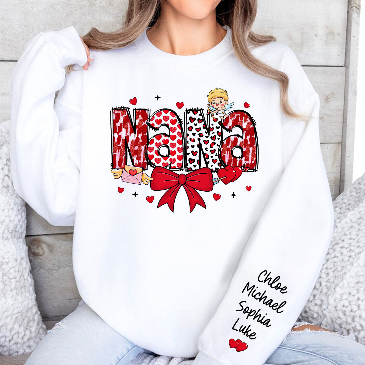 Grandma  Personalized Sleeve Printed Sweatshirt,  Gift For Grandma
