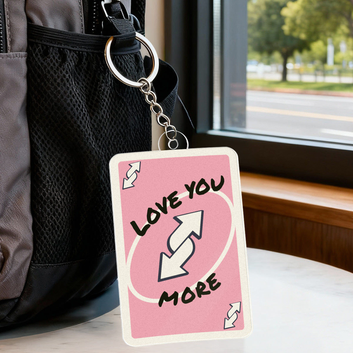Love You More Game Card Style Y2K Couple - Personalized Acrylic Keychain - Valentine's Day Gift, Anniversary Gift For Him, For Her