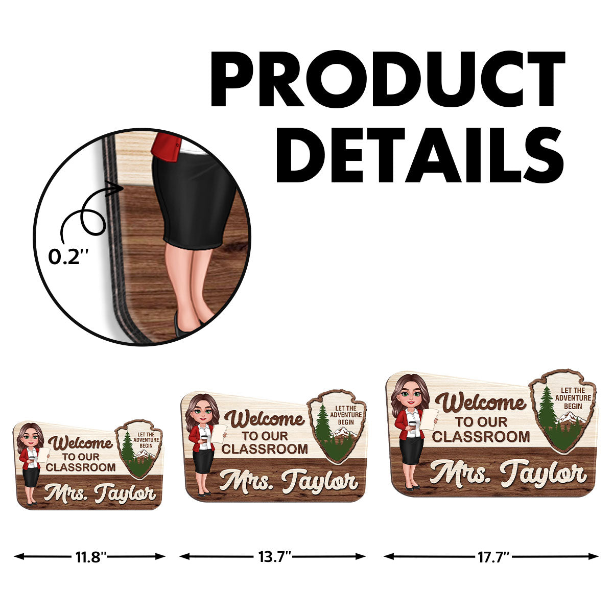 Let The Adventure Begin Personalized Wood Door Sign, Classroom Decor, Gift For Teacher