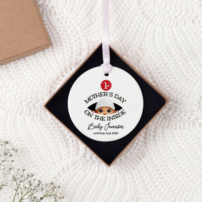 Personalized Baby's First Mother's Day On the Inside Ornament, Custom Pregnancy Reveal Ornament, Gift For Expecting Parents