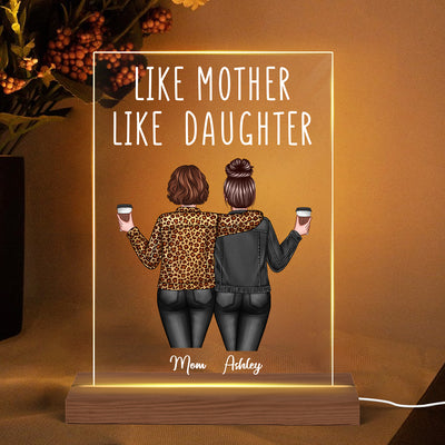 Back View Women Like Mother Like Daughter Personalized Rectangle Acrylic Plaque LED Night Light