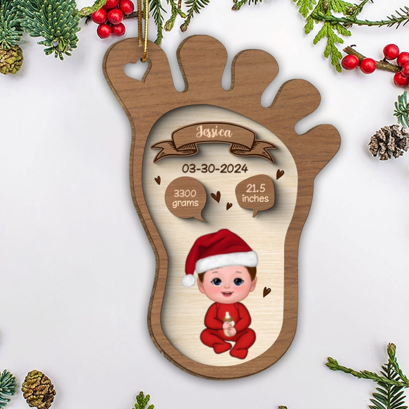 Footprint Baby Birth Christmas Personalized Wooden Ornament