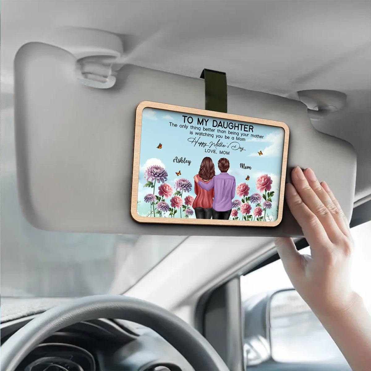 To My Daughter From Mom Happy Mother's Day Birth Flower Personalized Car Visor, Gift For Daughter