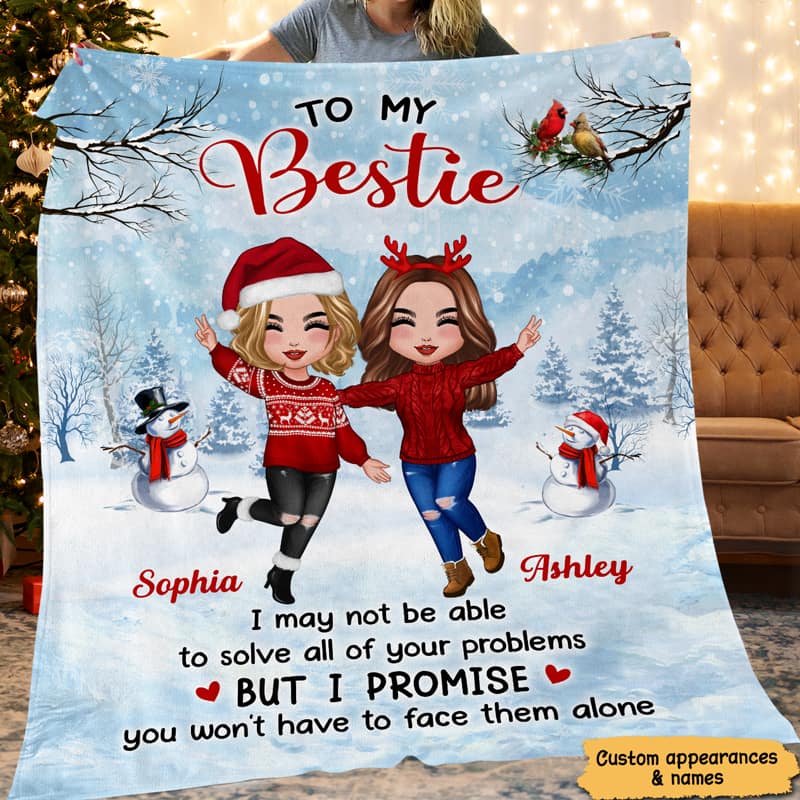 Christmas Gift To My Bestie Personalized Fleece Blanket