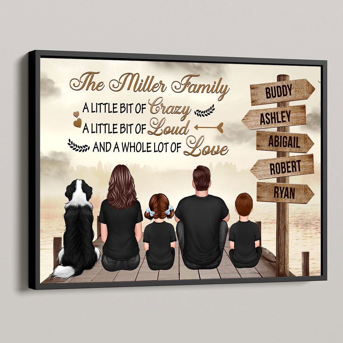 Family A Little Bit Of Street Sign Poster, Personalized Family Poster, Unique Home Decoration, Gift For Family