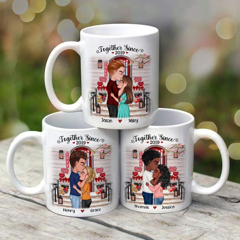 Couple Kissing  Front Porch Personalized Mug