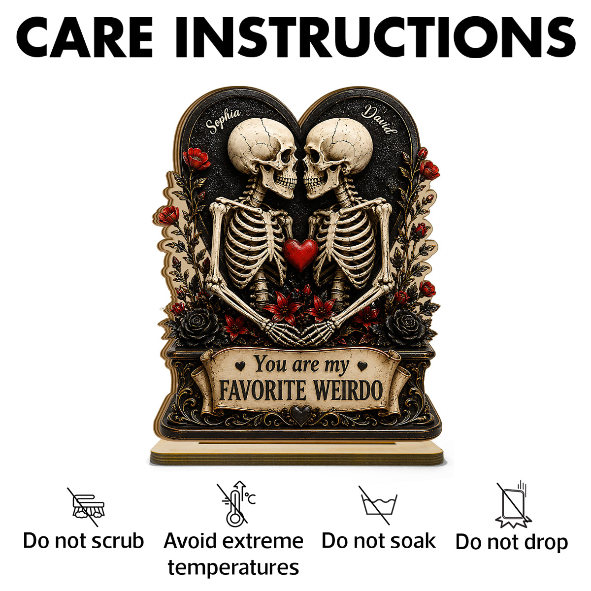 Till Death Do Us Part Skeleton Couple - Personalized 2-Layered Wooden Plaque - Gift for Him, for Her