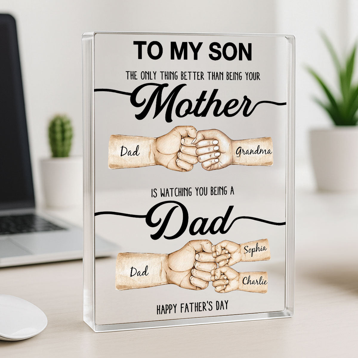 The Only Thing Better Than Being Your Mother Fist Bump Personalized Acrylic Block, Father's Day gift for Son from Mom