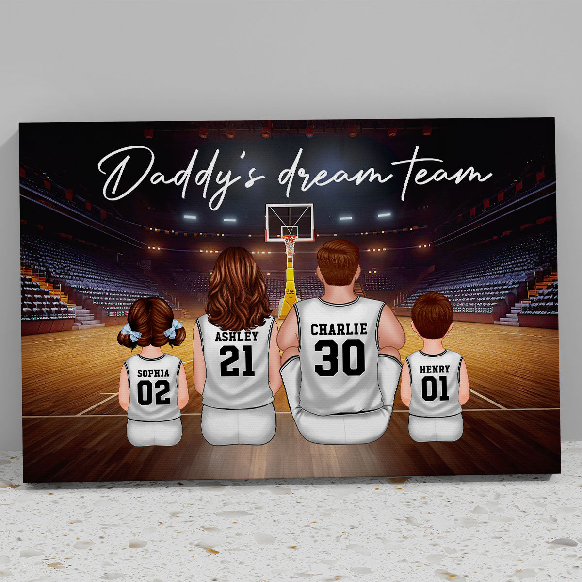 Basketball Team Personalized Family Canvas, Unique Father's Day Gift for Dad, Gift for Husband