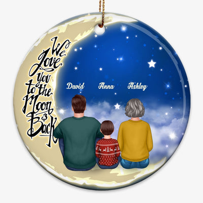 Grandma Grandpa Grandparents Grandkid On Moon Personalized Circle Ornament