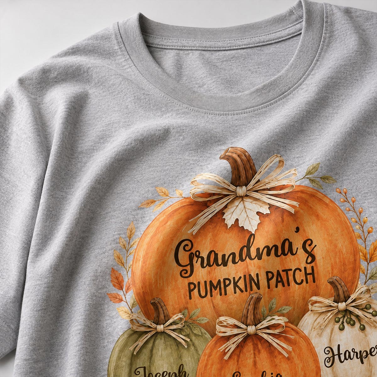 Grandma & Grandpa's Pumpkin Patch Watercolor - Personalized Shirt - Fall Season Gift For Grandparents