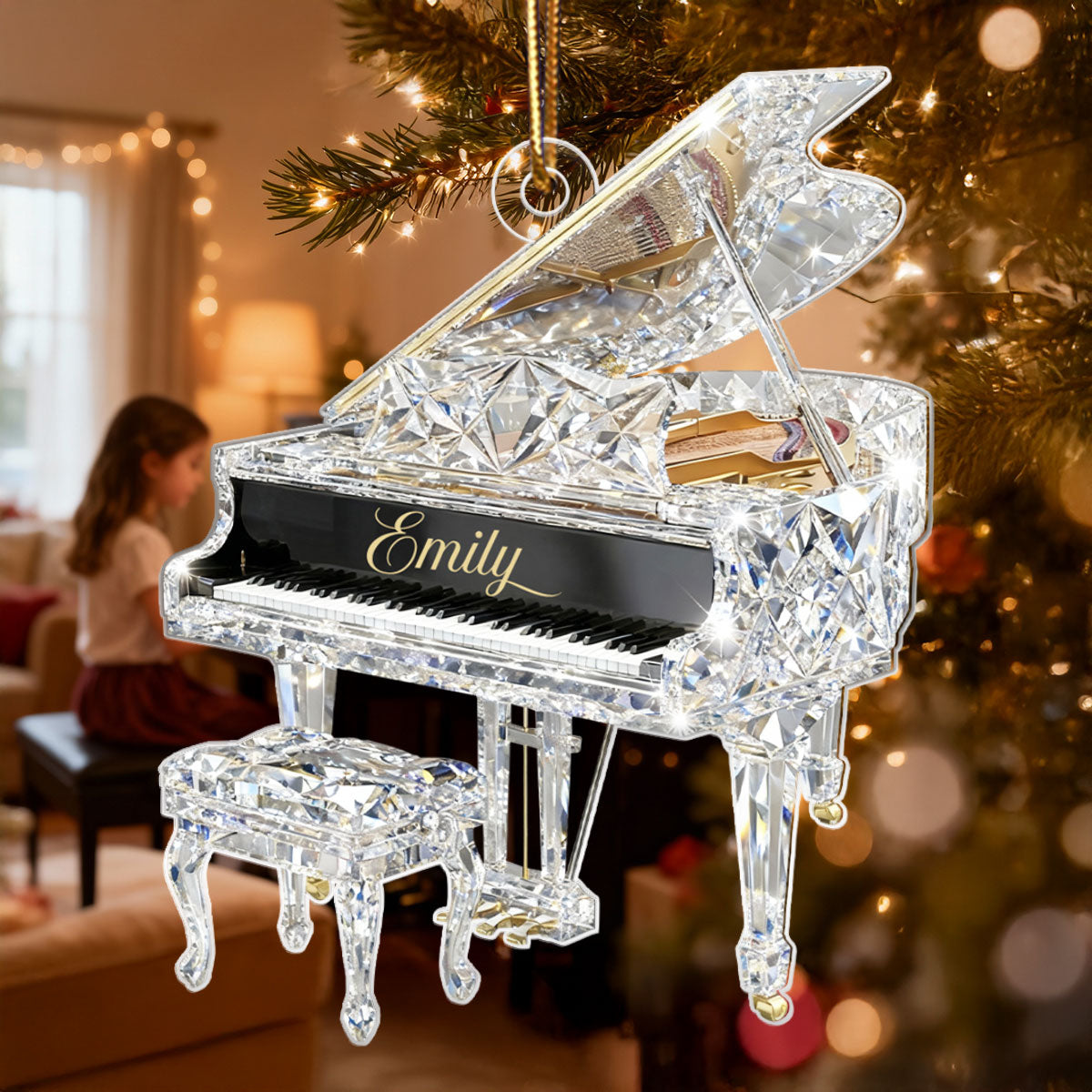 Piano Music Crystal Effect - Personalized Acrylic Ornament - Unique Christmas Gift For Pianist