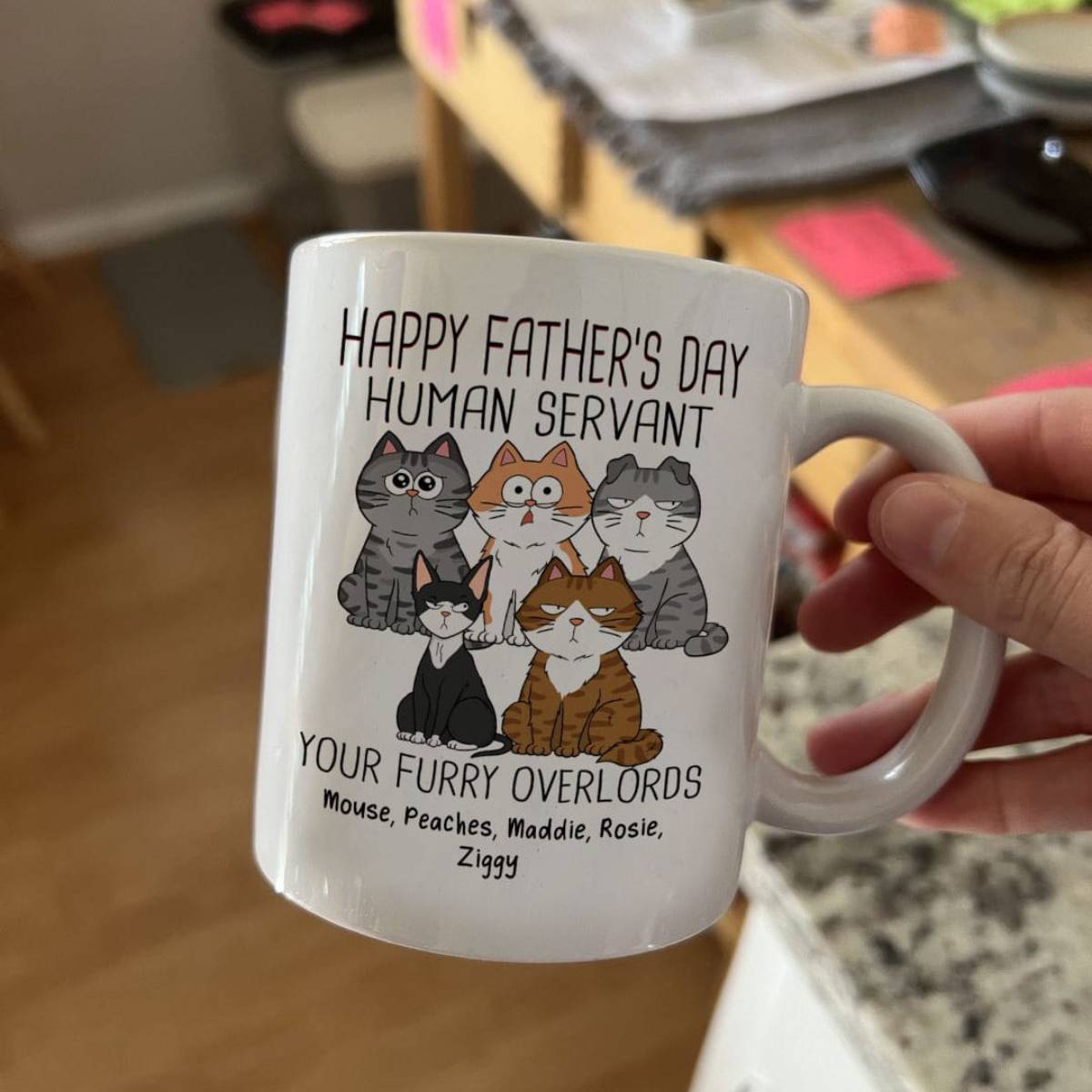 Happy Father‘s Day Human Servant - Personalized Mug - Gift For Cat Dad, Dad, Husband