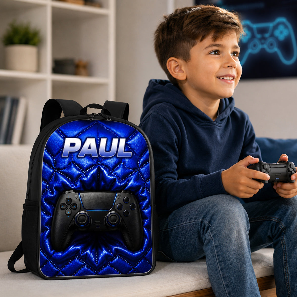 Gamer Custom Name - Personalized Backpack - Back to School Trendy Design for Boys, Girls