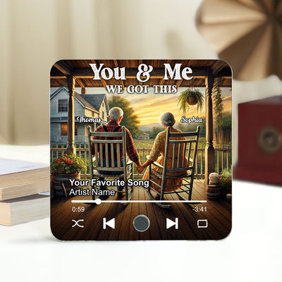Old Couple Sitting On The Porch Personalized Music Fridge Magnet, Heartfelt Gift For Couple, For Him, For Her, Boyfriend, Girlfriend, Husband, Wife