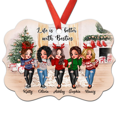 Pretty Women Besties Standing In House Personalized Christmas Ornament