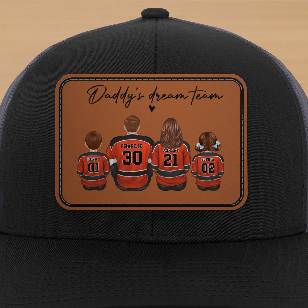 Hockey Daddy's Dream Team Personalized Trucker Hat, Father's Day Snapback, Gift for Hockey Dads
