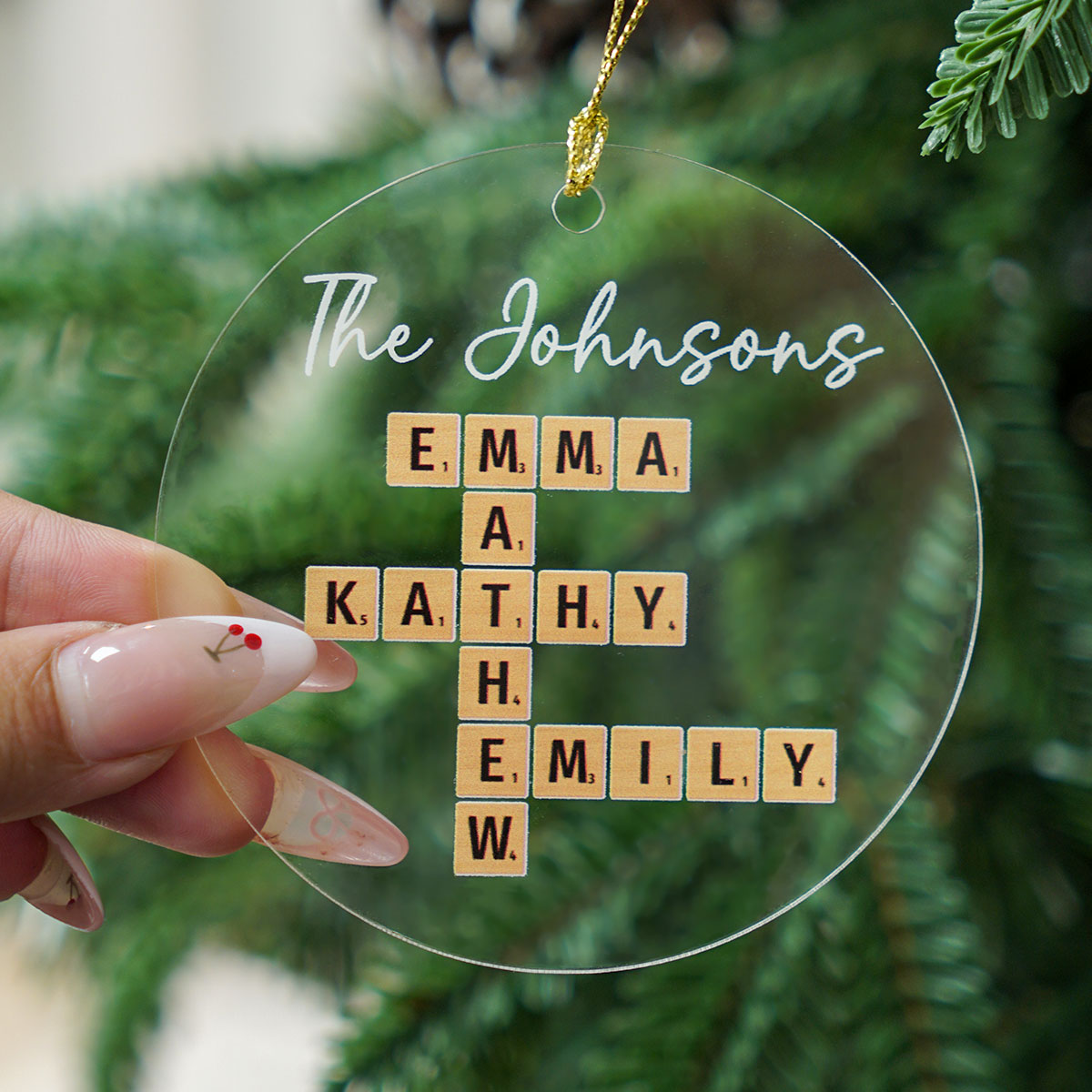 Family Crossword Puzzle Art - Personalized Acrylic Ornament