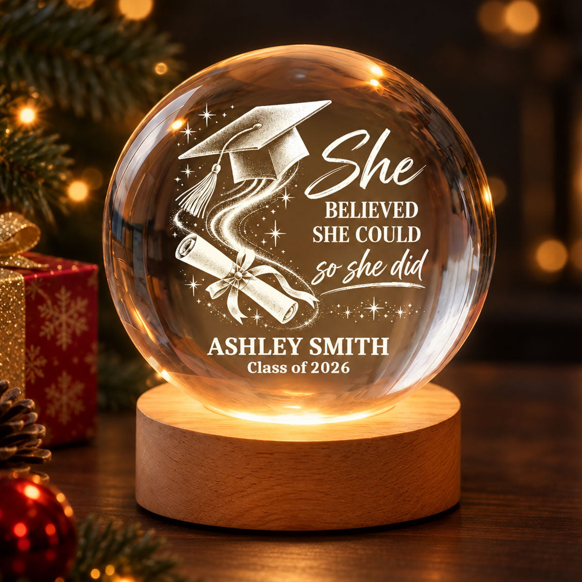 Graduation Custom Name And Year - Personalized Crystal Ball - Christmas Gift For Graduates, Senior, Graduation Gift
