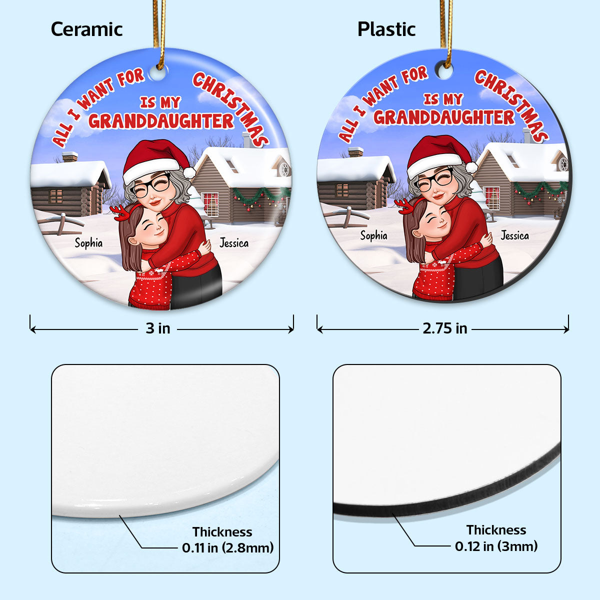 All I Want For Christmas Is My Grandkid Personalized Circle Ornament