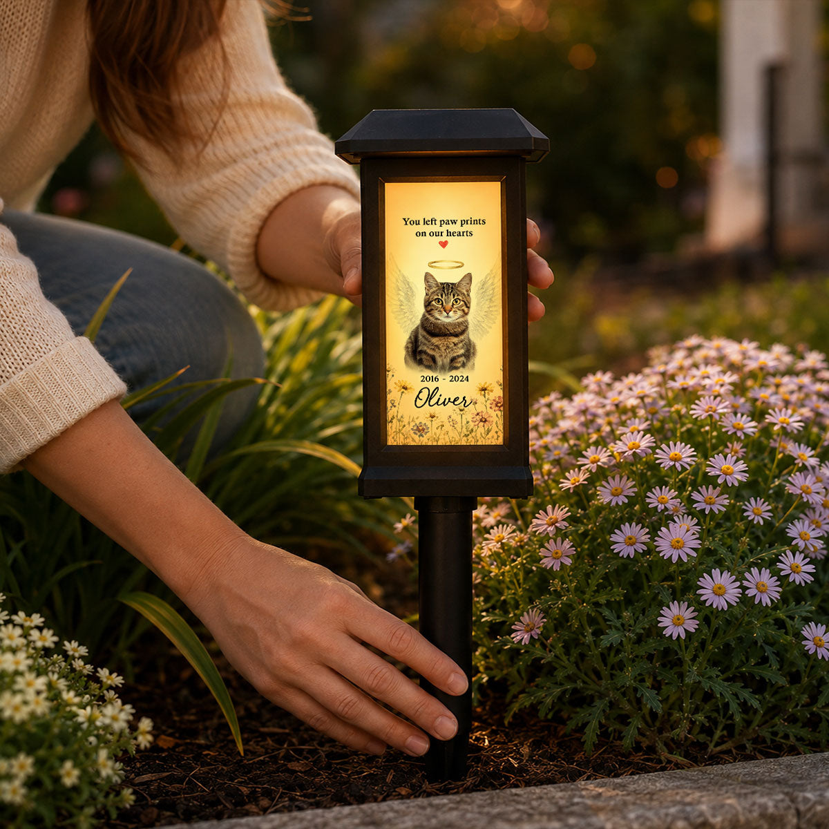 Custom Pet Memorial Photo - Personalized Solar Garden Light - Custom Dog Cat Garden Stake, Sympathy Gift