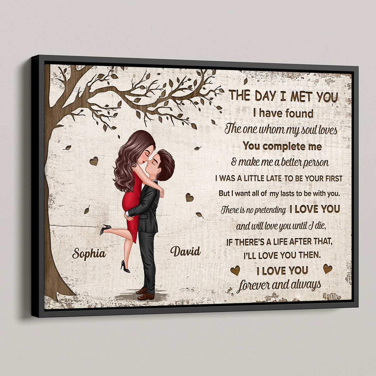 The Day I Met You Hugging Kissing Couple Personalized Poster