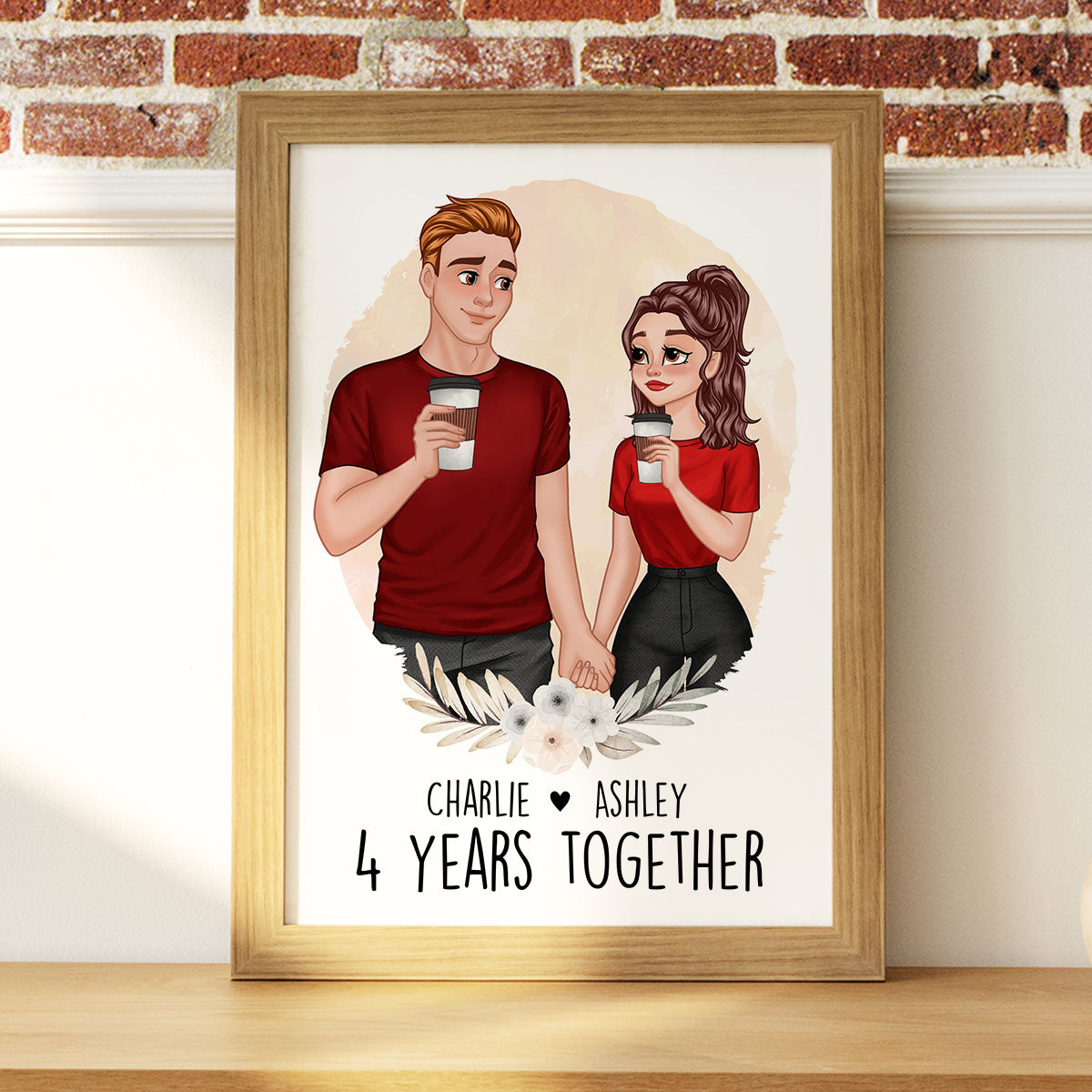Cartoon Couple Hand In Hand Many Years Together Personalized Vertical Poster