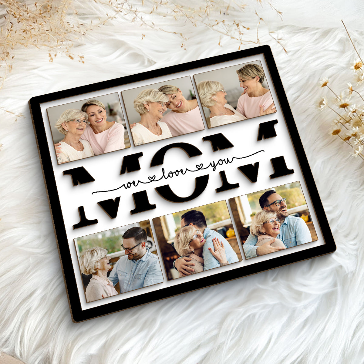 Photo Mom Grandma Cut Through Personalized 2-layer Wooden Plaque