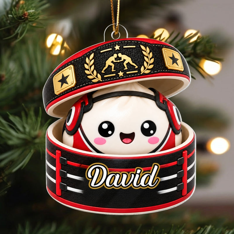 Custom Wrestling Dumpling Squishy Style - Personalized Acrylic Ornament - Christmas Gift for Son, Daughter, Grandkids