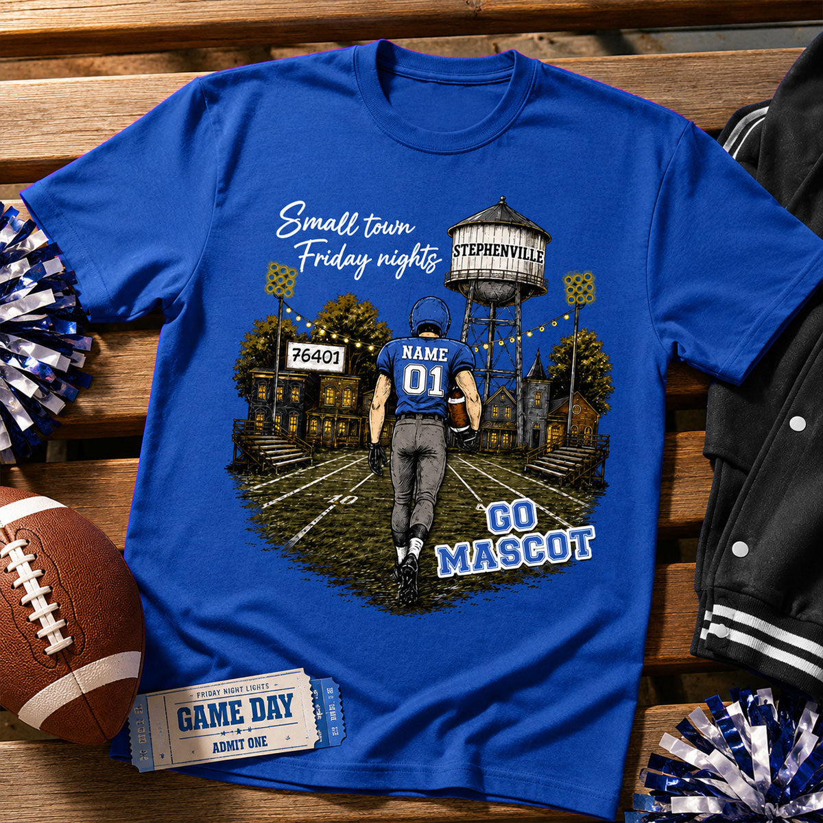 Custom Town Name & Zip Code - Personalized Shirt - Game Day Fall Shirt for Football Mom, Football Mama
