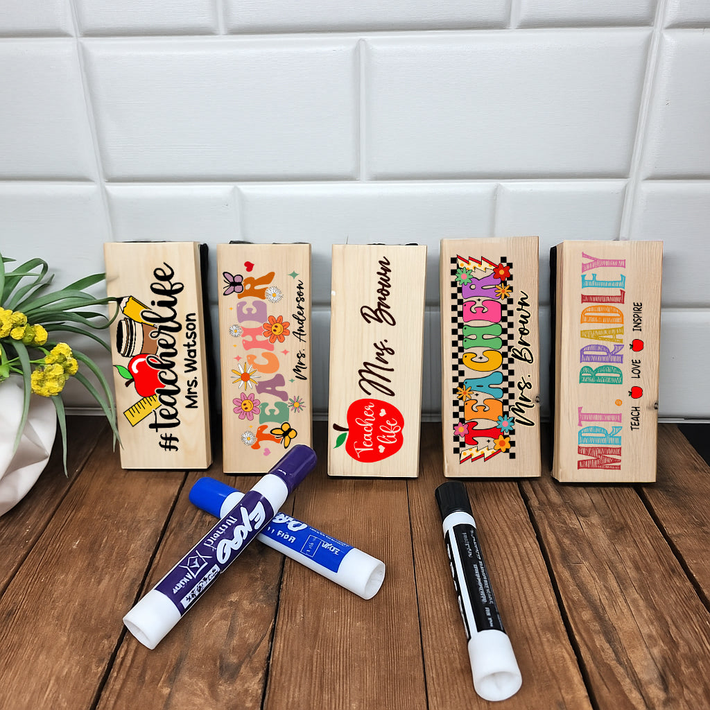 Personalized Teacher Whiteboard Eraser, Custom Teacher Appreciation Gifts, Chalkboard Eraser with Marker, Preschool Teacher Name gifts