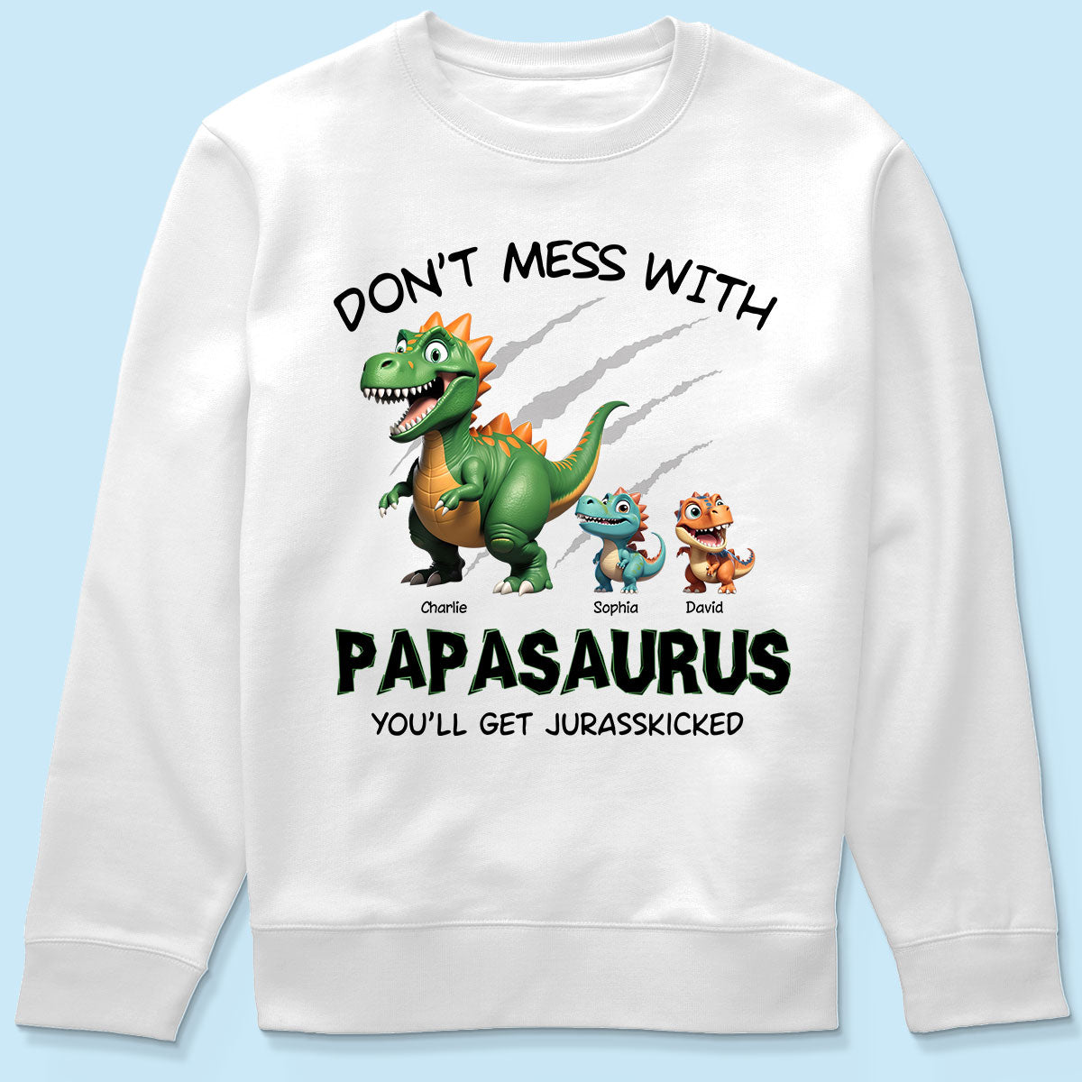Don't Mess With Papasaurus 3D Effect Dinosaurs Personalized Shirt, Father's Day Gift For Grandpa, Dad