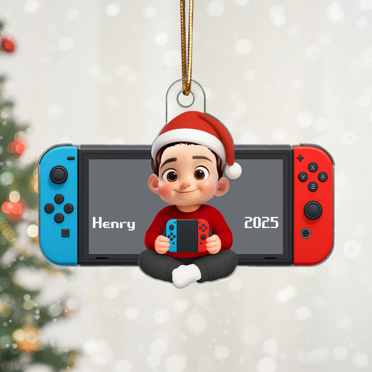 Personalized Gamer 3D Effect Ornament for Boys Girls, Christmas Gift for Kids