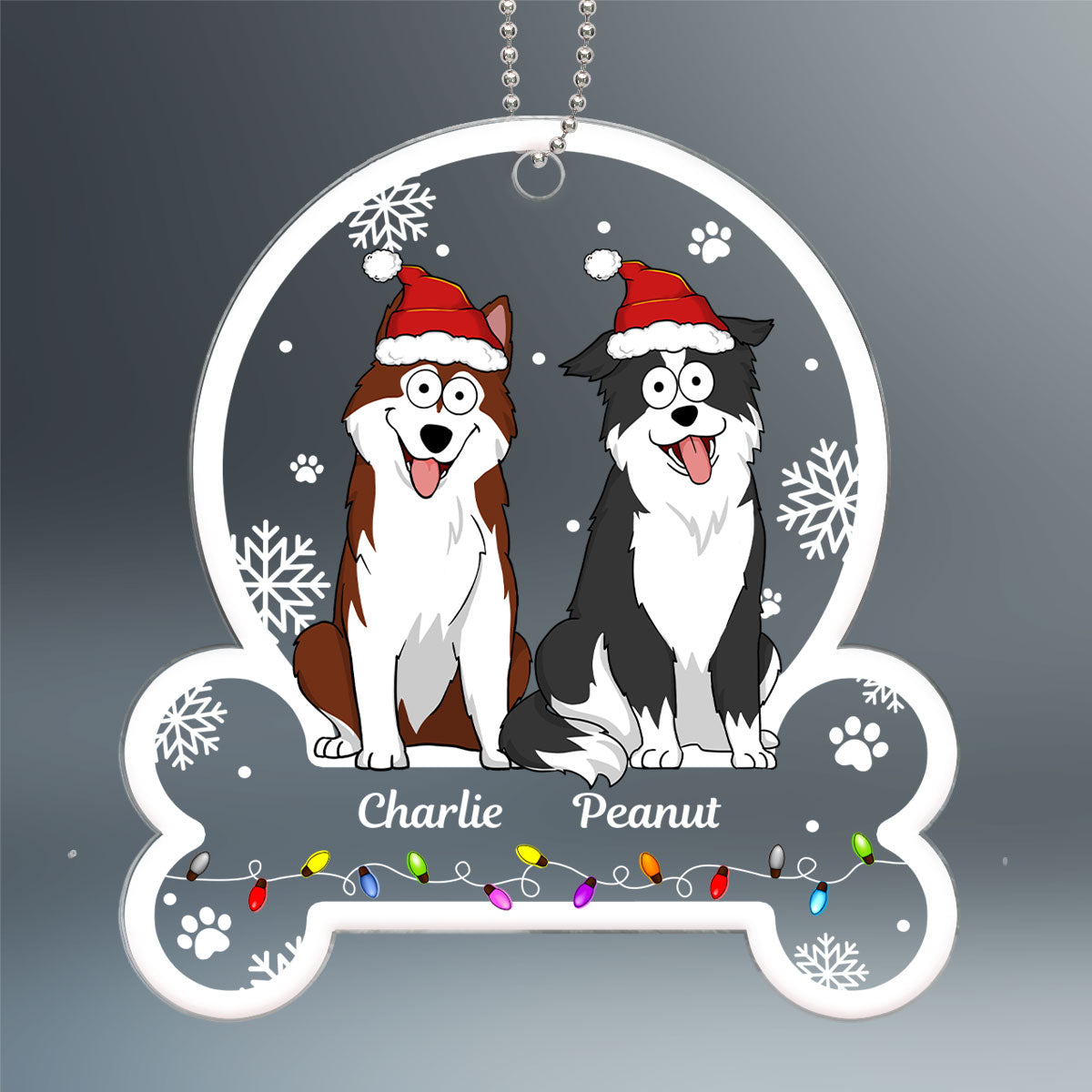 Funny Expression Dogs In Bone Shaped Personalized Acrylic Ornament
