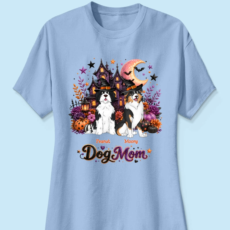 Dog Mom Spooky Haunted House Halloween - Personalized Shirt - Halloween Gift, Gift For Dog Lovers