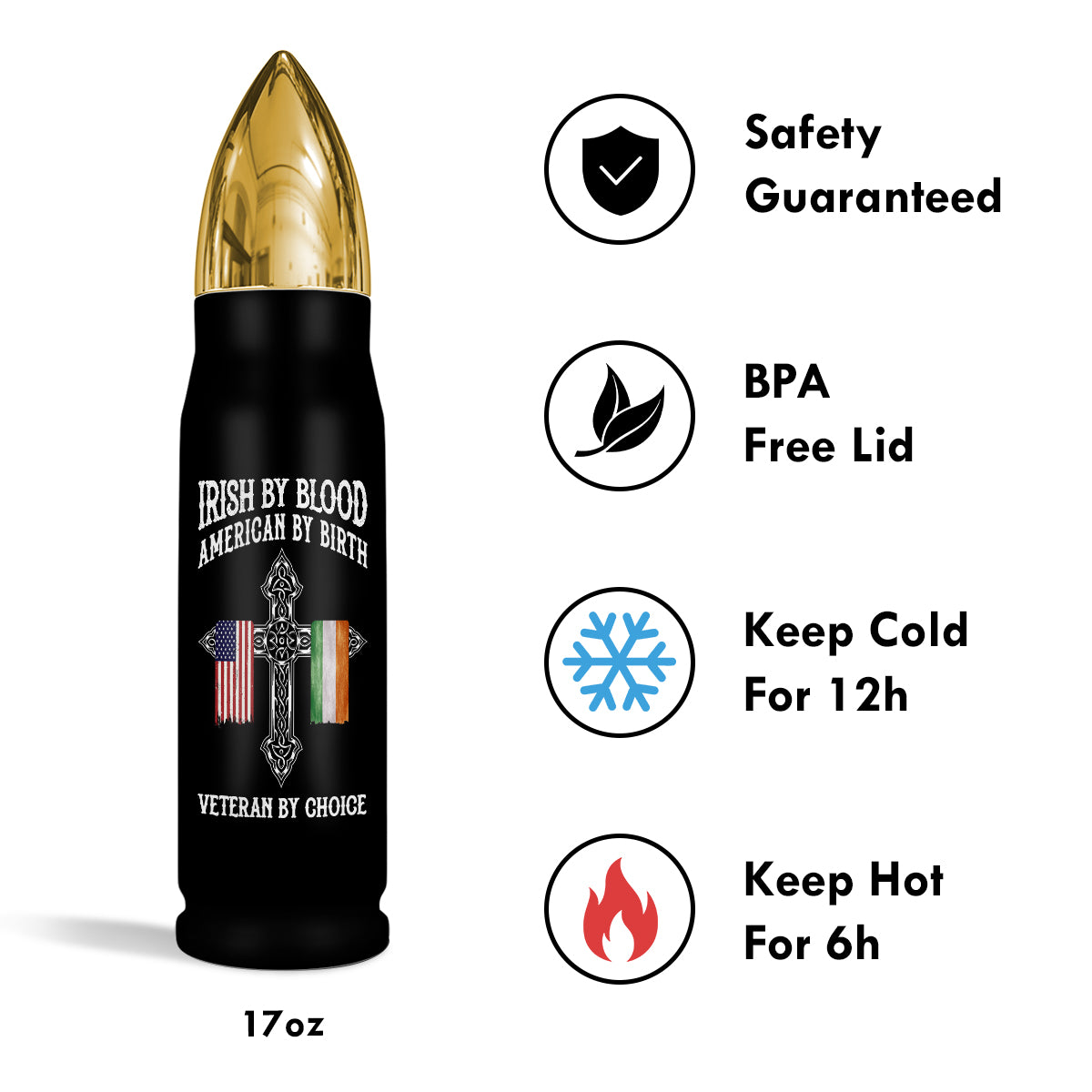 St. Patrick's Day Irish By Blood American By Birth Personalized Bullet Tumbler, Customize Title