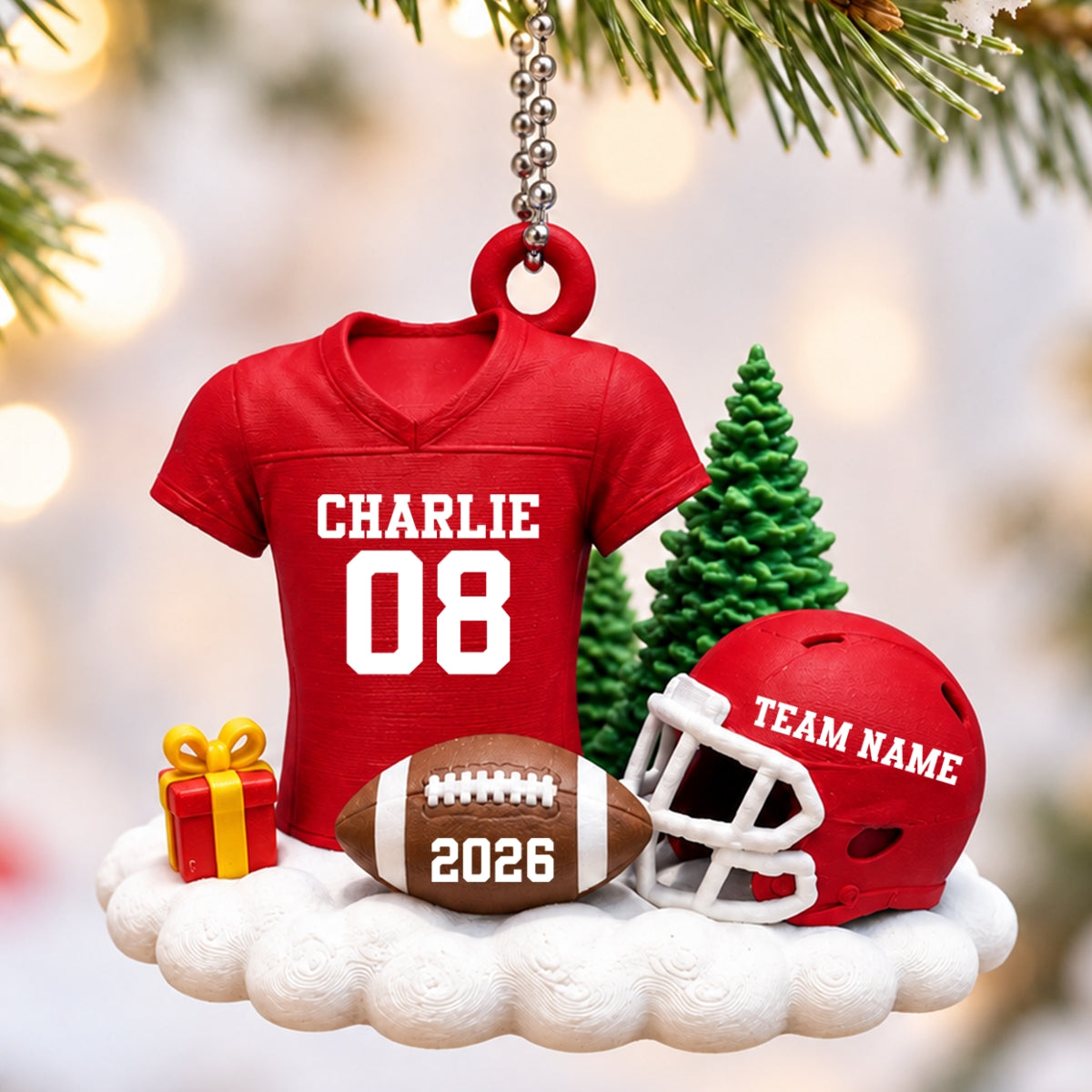 Proud American Football Player Uniform - Personalized 3D Printed Ornament - Real 3D Ornament, Christmas Gift For American Football Players, Grandson, Son, Granddaughter, Daughter