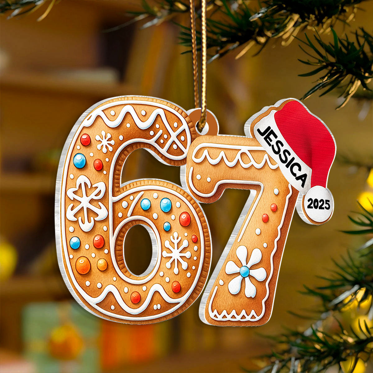 Custom Six Seven - Personalized Acrylic Ornament - Teen Slang Funny Tree Decor, Funny Teen Grandkid Gift