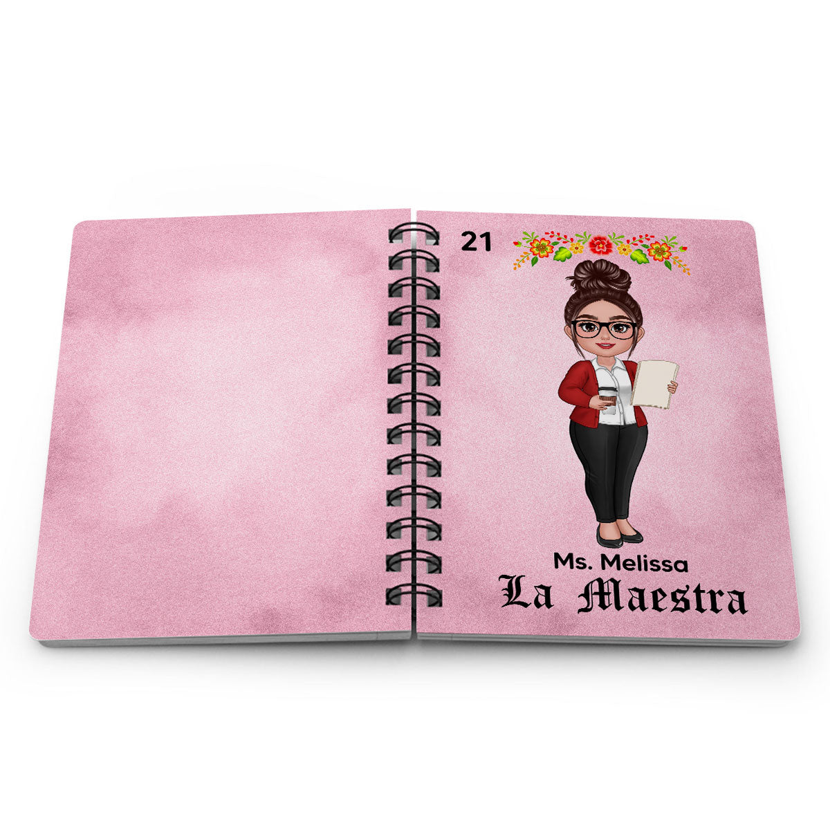 Teacher La Maestra Personalized Spiral Notebook Journal, Back To School Stationery