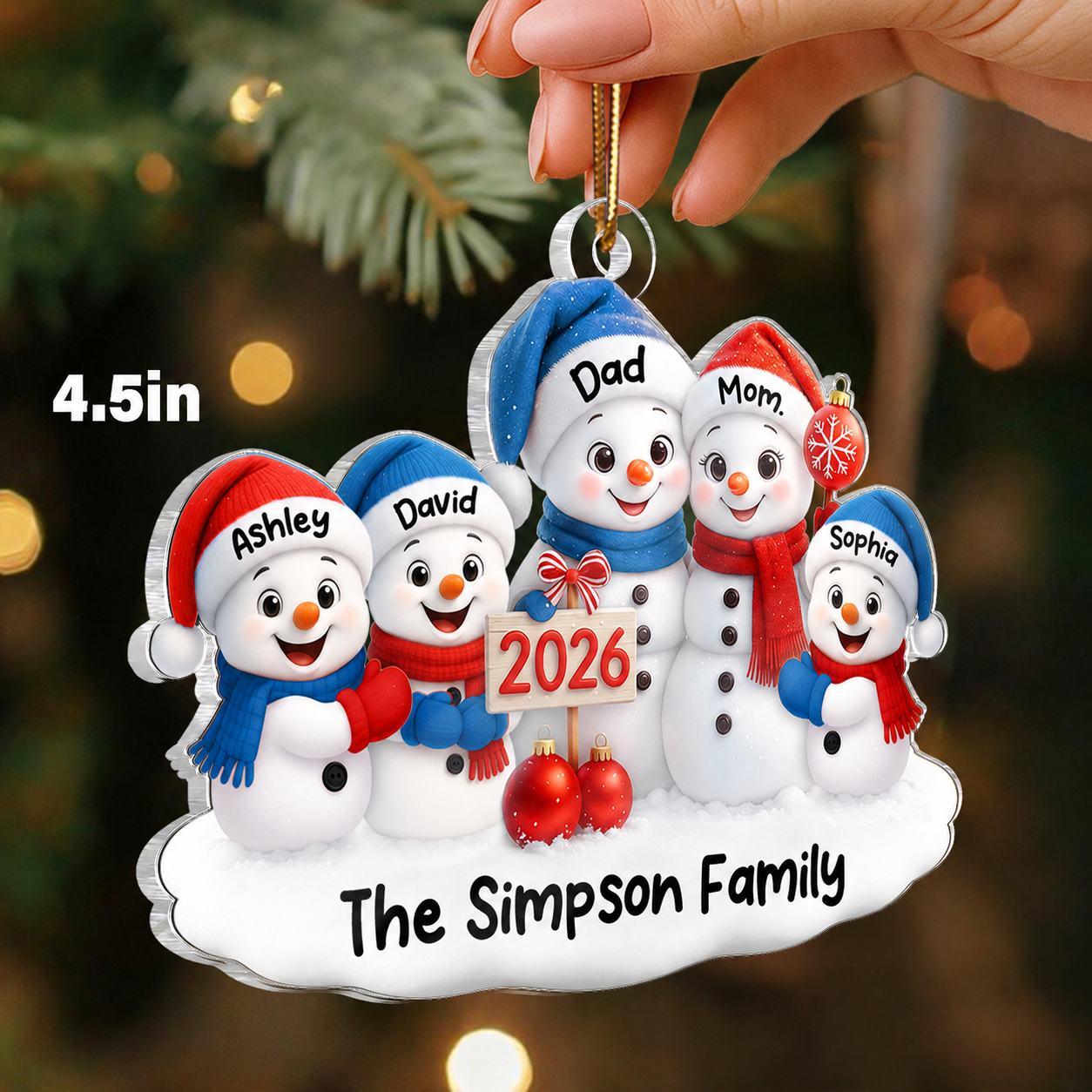 Family Snowmen 2026 - Personalized Acrylic Ornament - Festive Christmas Decor, Christmas Gift for Family